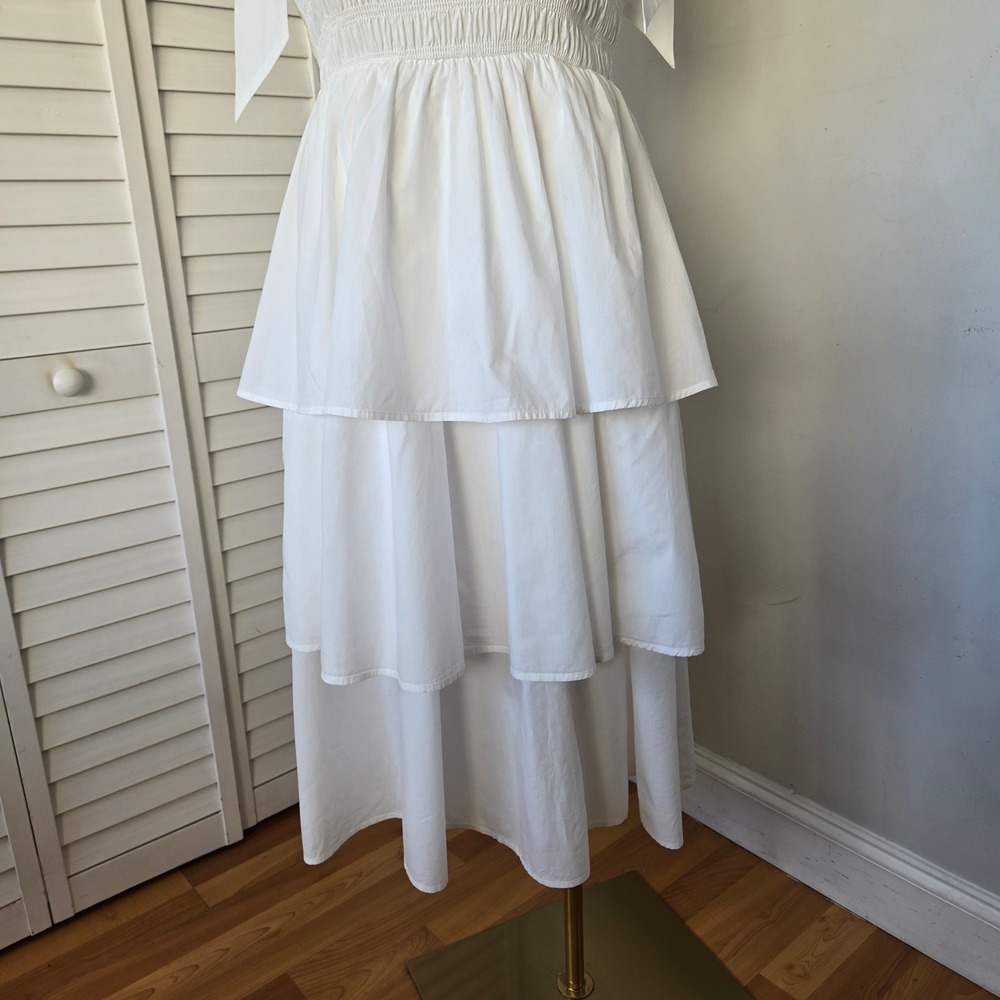 Cleobella Kaiya White Smocked Tiered Midi Dress Size M Boho Cottagecore Romantic - Picture 5 of 10